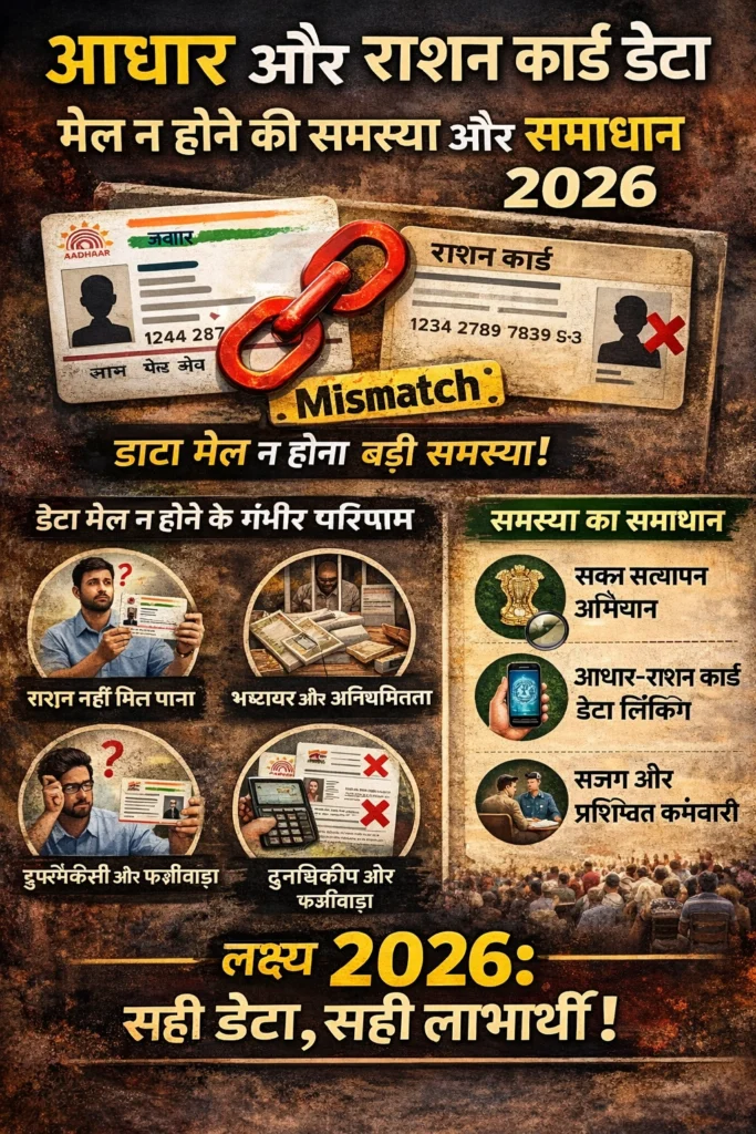 आधार और राशन कार्ड डेटा मेल न होने की समस्या और समाधान 2026