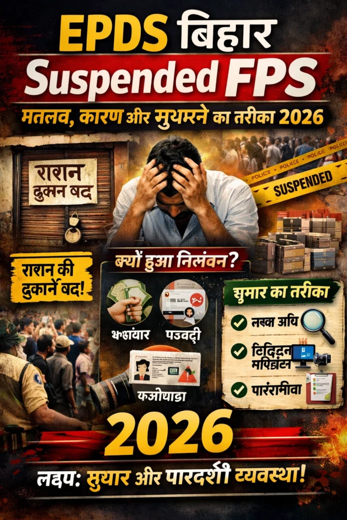 EPDS बिहार Suspended FPS:मतलब, कारण और सुधारने का तरीका 2026
