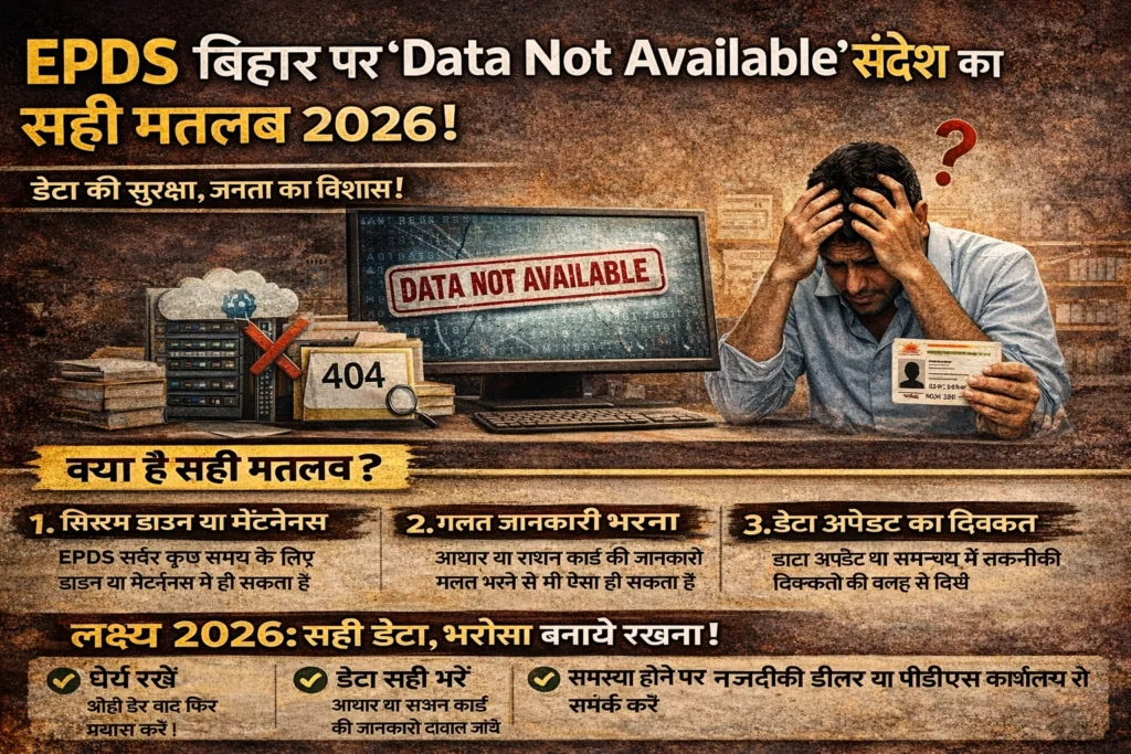 EPDS बिहार पर "Data Not Available" संदेश का सही मतलब 2026!