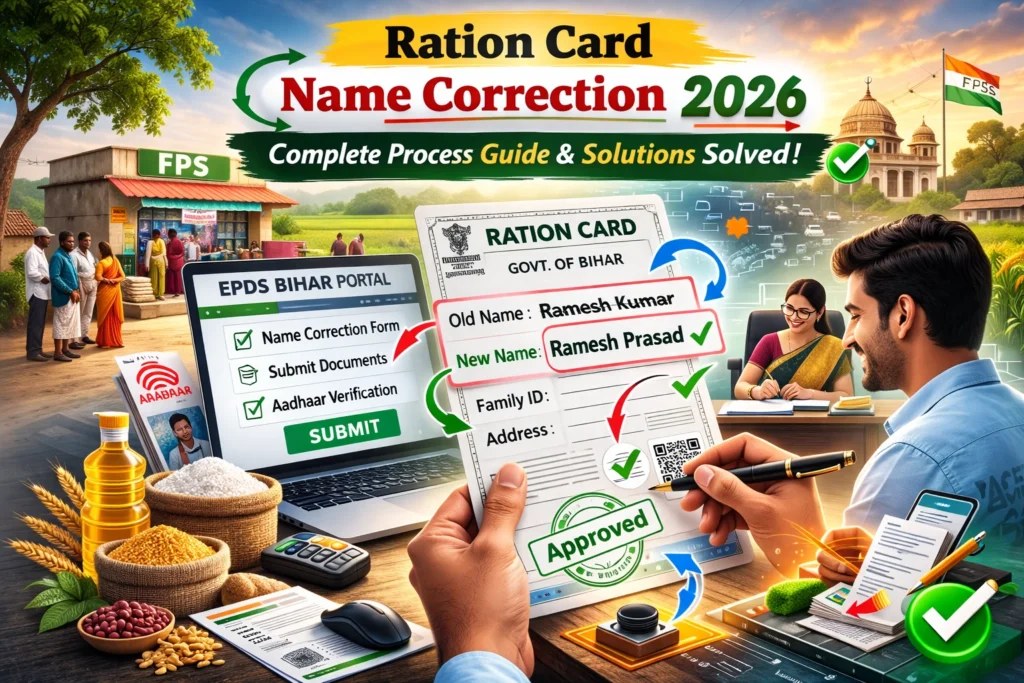 राशन कार्ड नाम सुधार 2026: पूरी प्रक्रिया गाइड और समाधान हल!