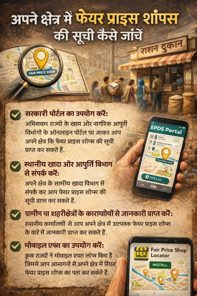 अपने क्षेत्र में फेयर प्राइस शॉप्स की सूची कैसे जांचें