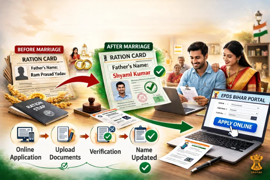 EPDS Bihar:शादी के बाद पिता का नाम अपडेट करें राशन कार्ड में