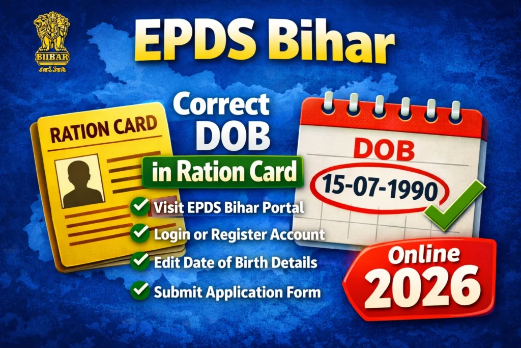 EPDS बिहार: राशन कार्ड में सही जन्म तिथि ऑनलाइन सुधारें 2026