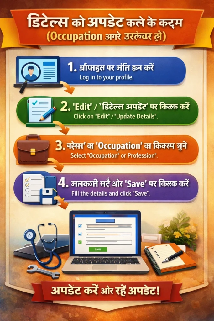 Details को अपडेट करने के कदम (Occupation अगर उपलब्ध हो)