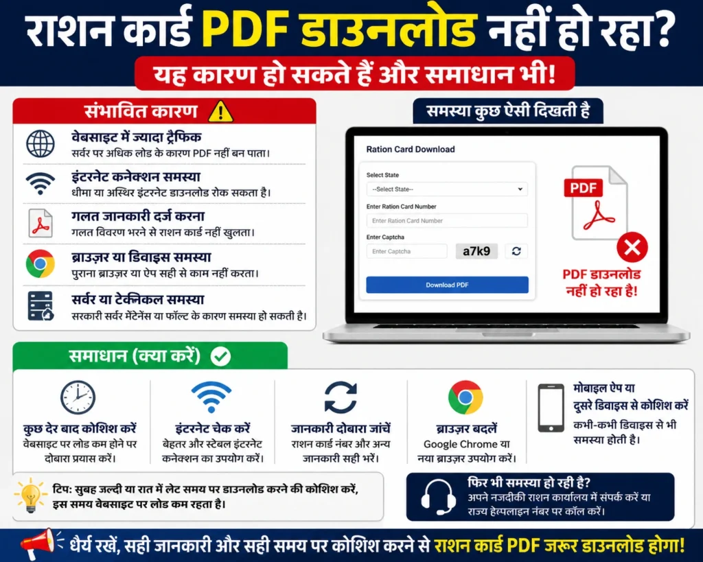 राशन कार्ड PDF डाउनलोड नहीं हो रहा