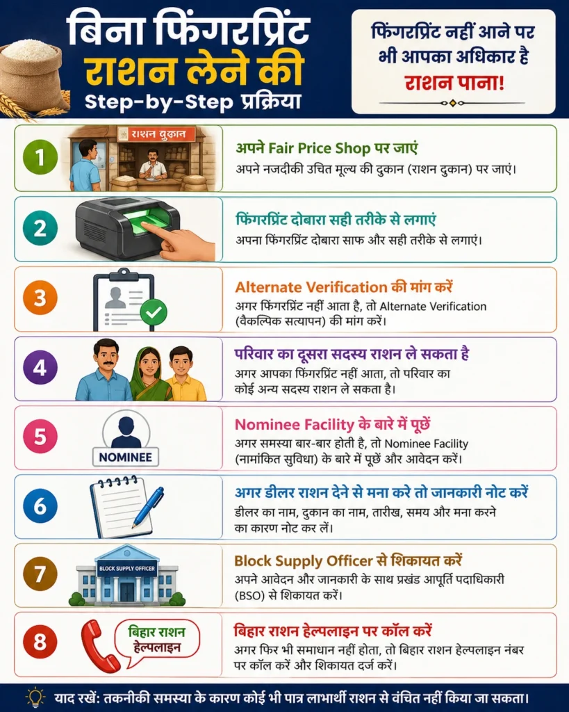 बिना फिंगरप्रिंट राशन लेने की Step-by-Step प्रक्रिया