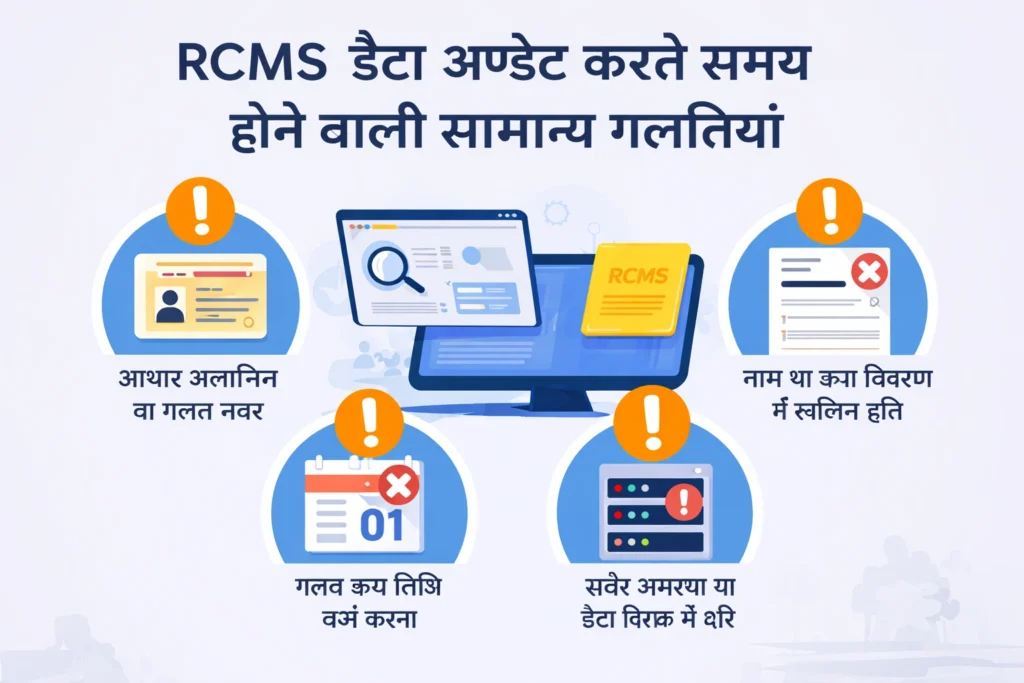 RCMS डेटा अपडेट करते समय होने वाली सामान्य गलतियाँ