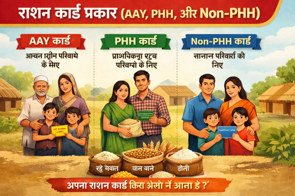 राशन कार्ड प्रकार (AAY, PHH, और Non-PHH)