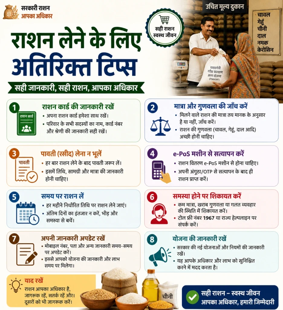 राशन लेने के लिए अतिरिक्त टिप्स